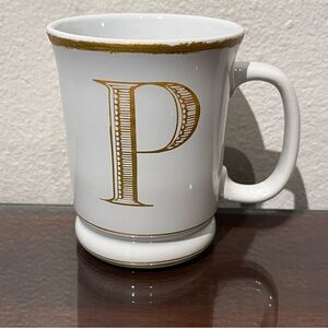 WILLIAMS SONOMA Initial "P" Mug Letter Monogram Coffee / Tea Cup 14 oz